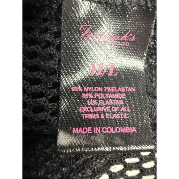 FREDERICK'S OF HOLLYWOOD Bodysuit Black Size M/lLace Sheer - Picture 6 of 8